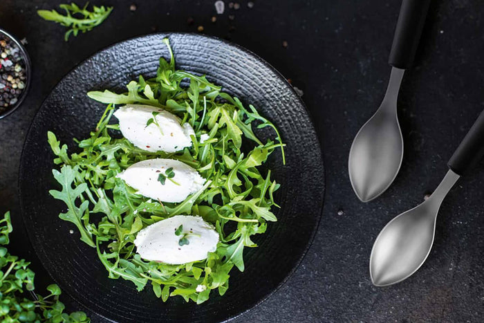 Set de 2 cuillères à quenelle Triangle en acier inox manches en green grip