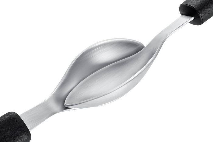 Set de 2 cuillères à quenelle Triangle en acier inox manches en green grip