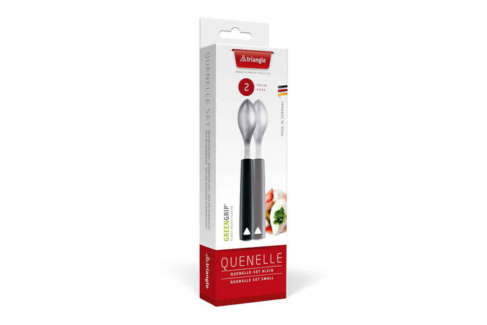 Set de 2 cuillères à quenelle Triangle en acier inox manches en green grip - 6 cm