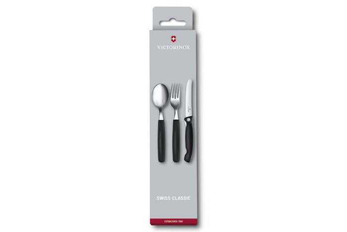 Set de 3 couverts Victorinox Swiss Classic pliant - Noir