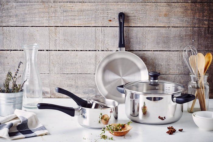 Set de 5 casseroles Beka Polo en acier inoxydable 18/10 et poignée en bakélite