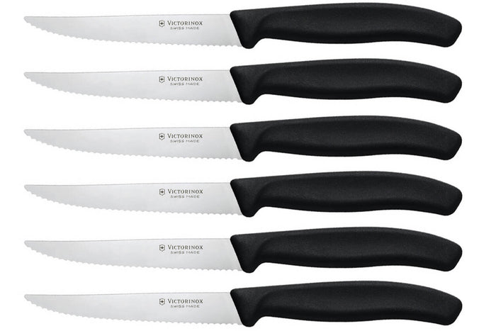 Set de 6 Couteaux steak lame 11cm Victorinox manche noir