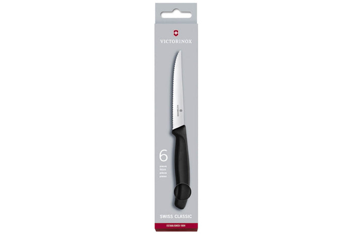 Set de 6 Couteaux steak lame 11cm Victorinox manche noir