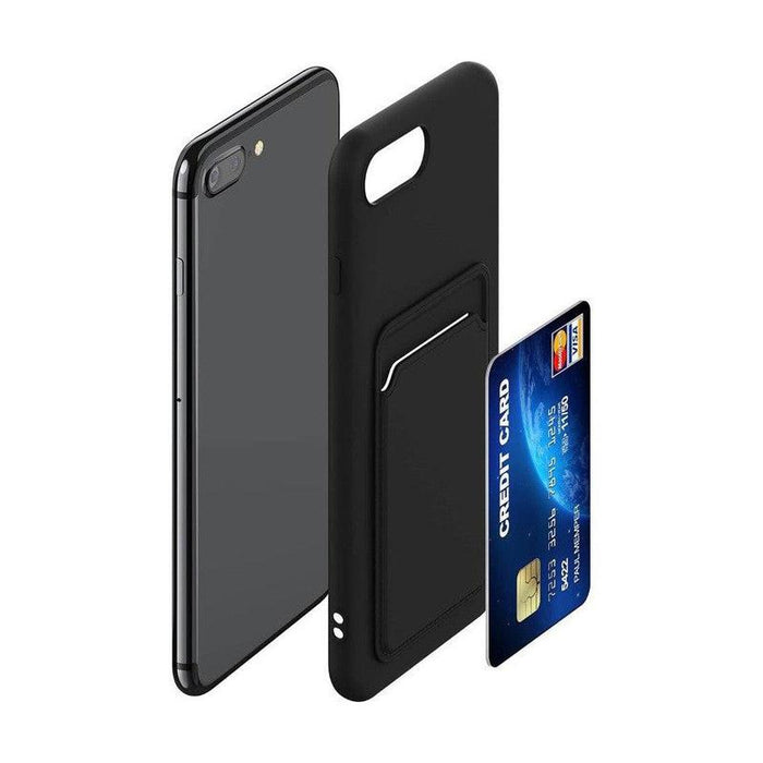 Silicone TPU Card Slot Case Black - For iPhone 6P / 7P/ 8P