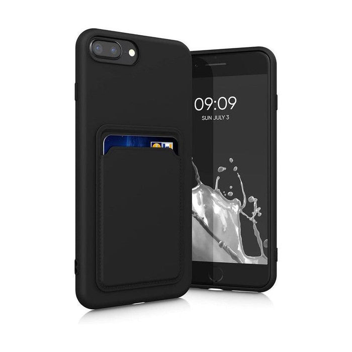 Silicone TPU Card Slot Case Black - For iPhone 6P / 7P/ 8P