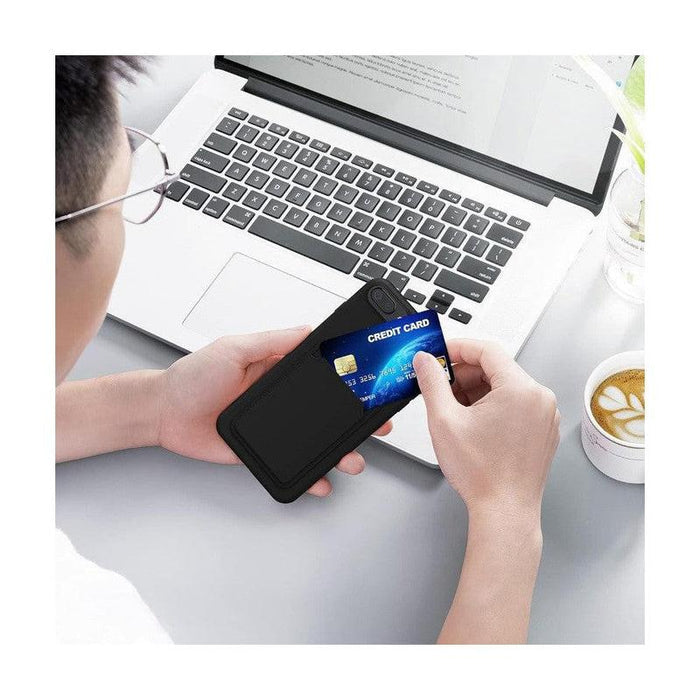 Silicone TPU Card Slot Case Black - For iPhone 6P / 7P/ 8P
