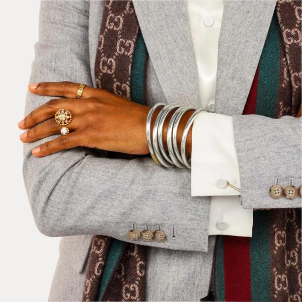 Silver Bangle Bracelet Set