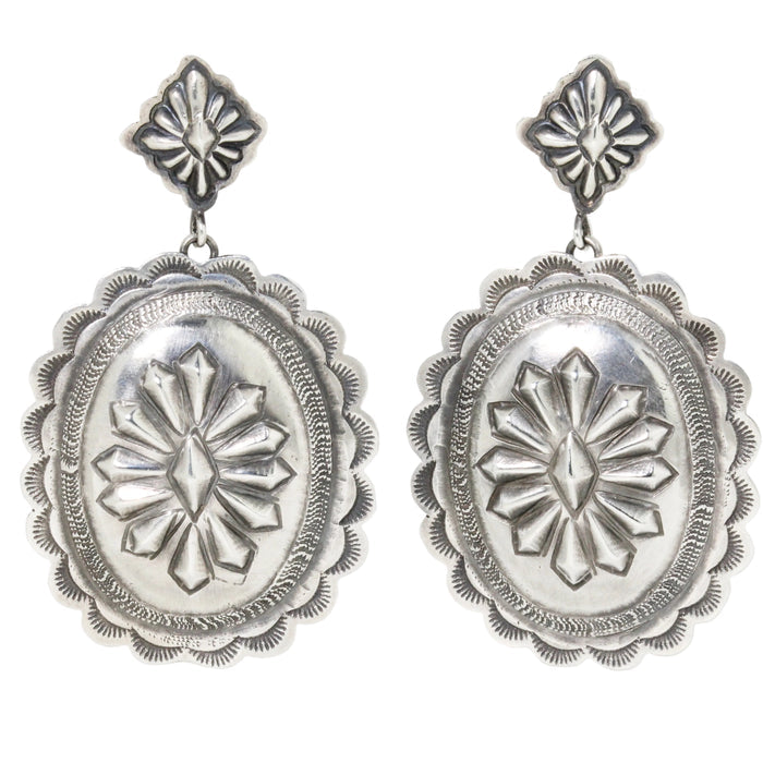 Silver Concho Earrings by T.Charlie-Southwest