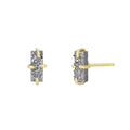 Silver Druzy Bar Prong Stud Earrings-JaxKelly