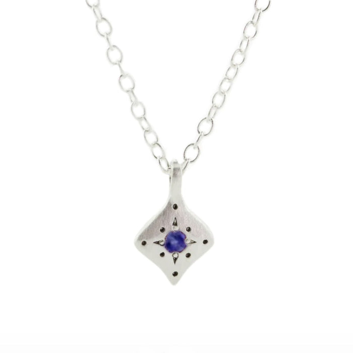 Silver Nights Blue Sapphire Charm Necklace-Adel Chefridi