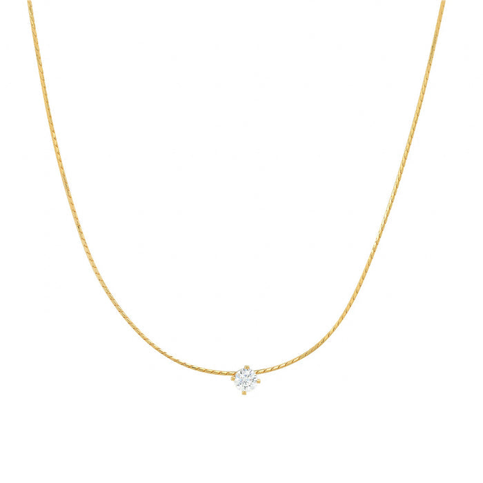 Simple CZ Necklace in Gold-TAI