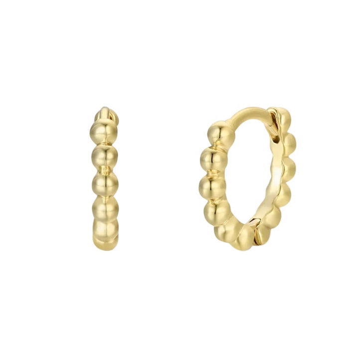 Small Ball Huggie Hoop Earrings-JaxKelly