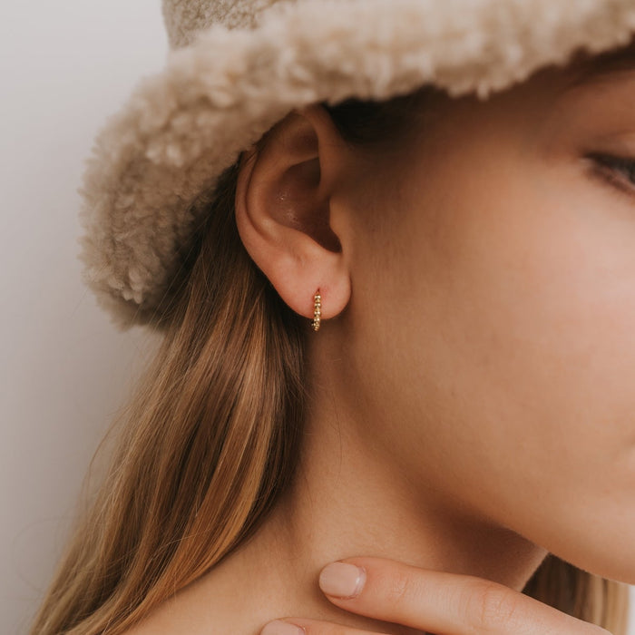 Small Ball Huggie Hoop Earrings-JaxKelly