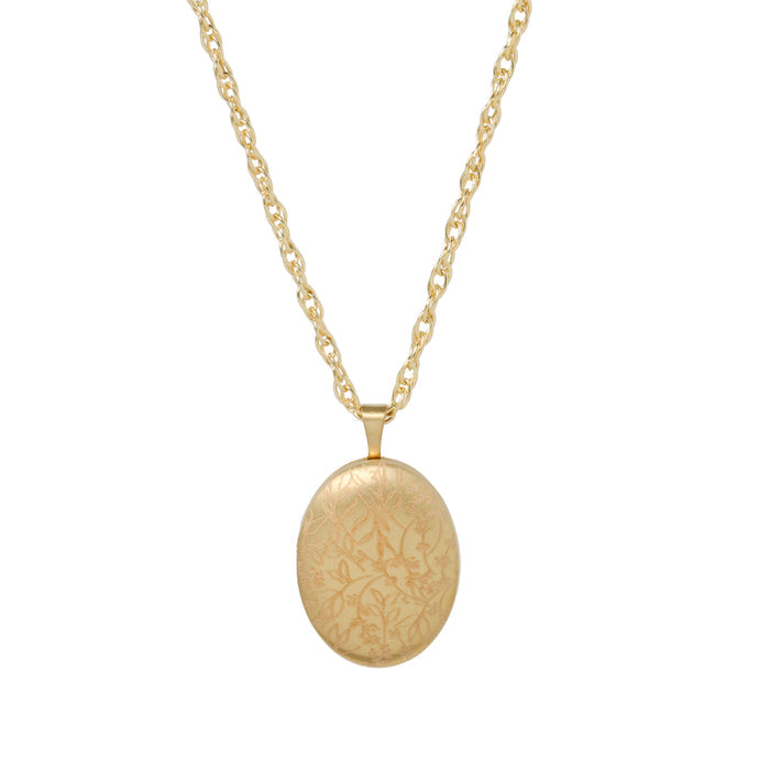 Small Etched Floral Locket Necklace-Chemistry Jewelry