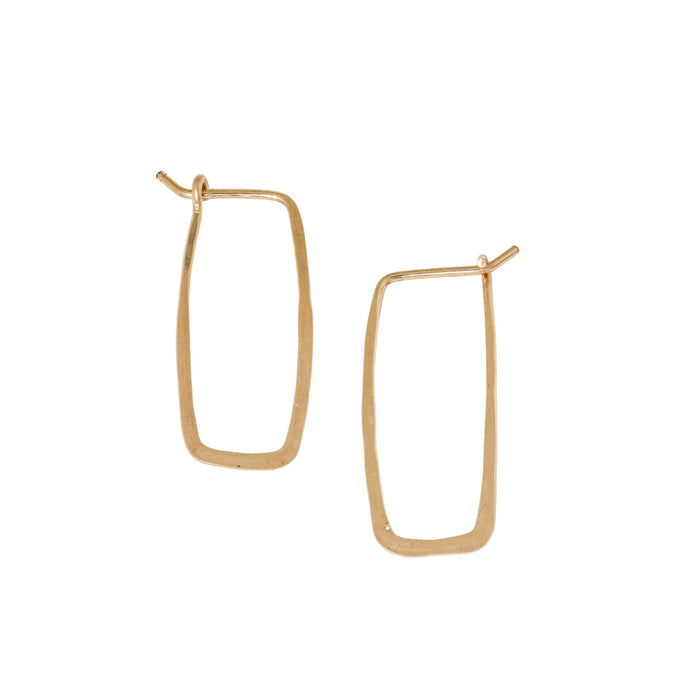 Small glacier lily rectangle hoops in gold fill