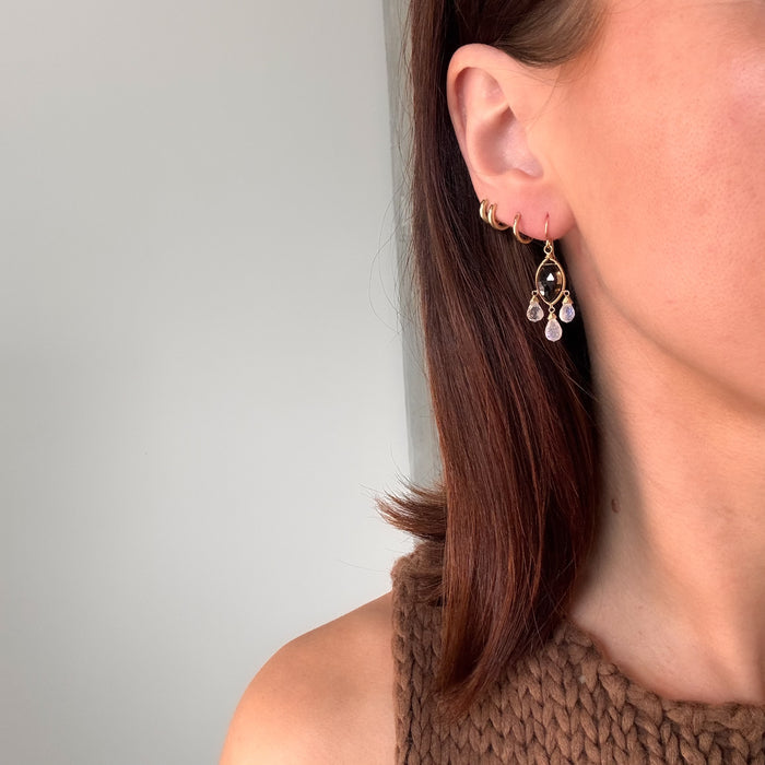 Smoky Quartz and Moonstone Droplet Earrings