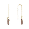 Smoky Quartz Chain Threader Earrings-JaxKelly