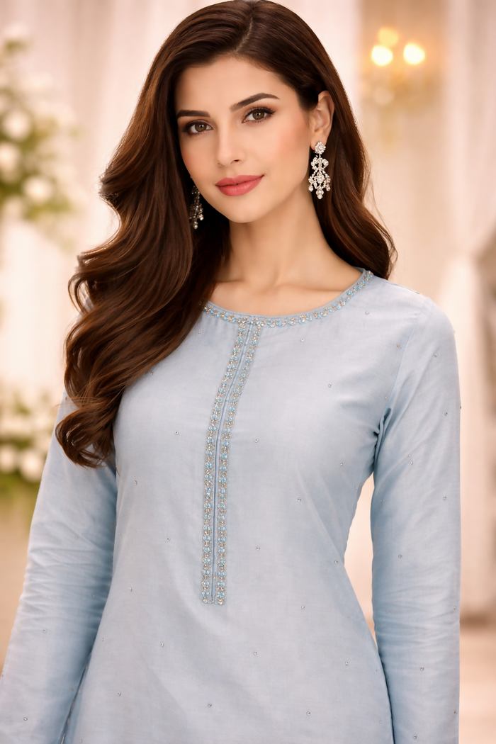 SOBIA SALMAN-SHEESHA SILK L-BLUE-01