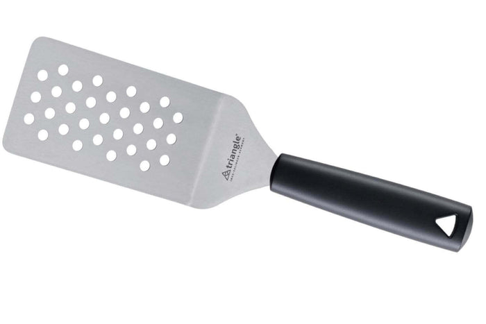 Spatule professionnelle Triangle flexible coudée perforée manche en green grip - 14 cm