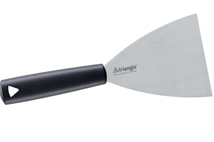 Spatule triangulaire professionnelle Triangle inox et manche en green grip - 10 cm
