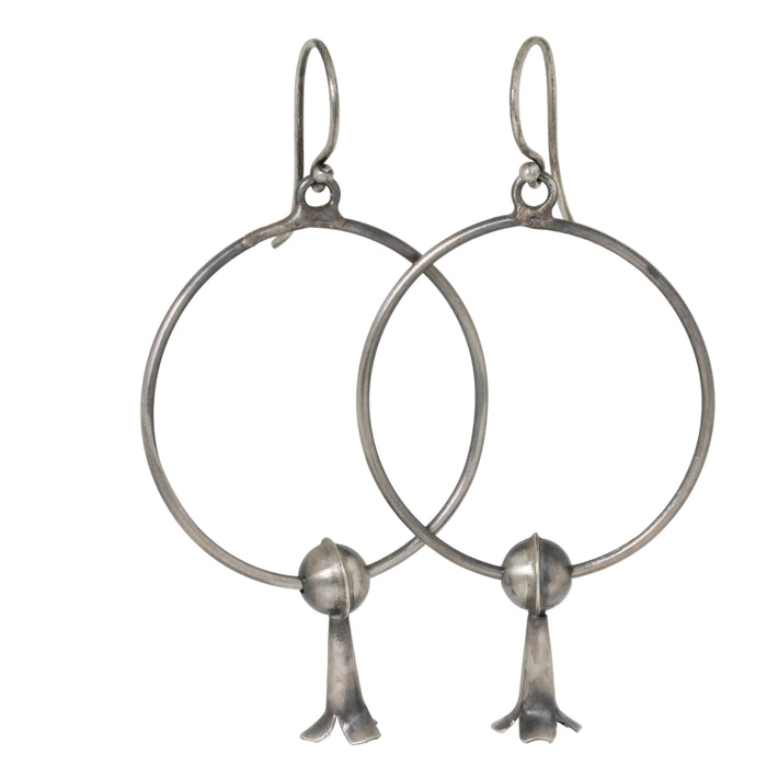 Squash Blossom Hoop Earrings-Southwest