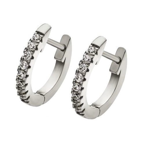 Stainless Steel Rounded Huggie Hoops-Chemistry Jewelry