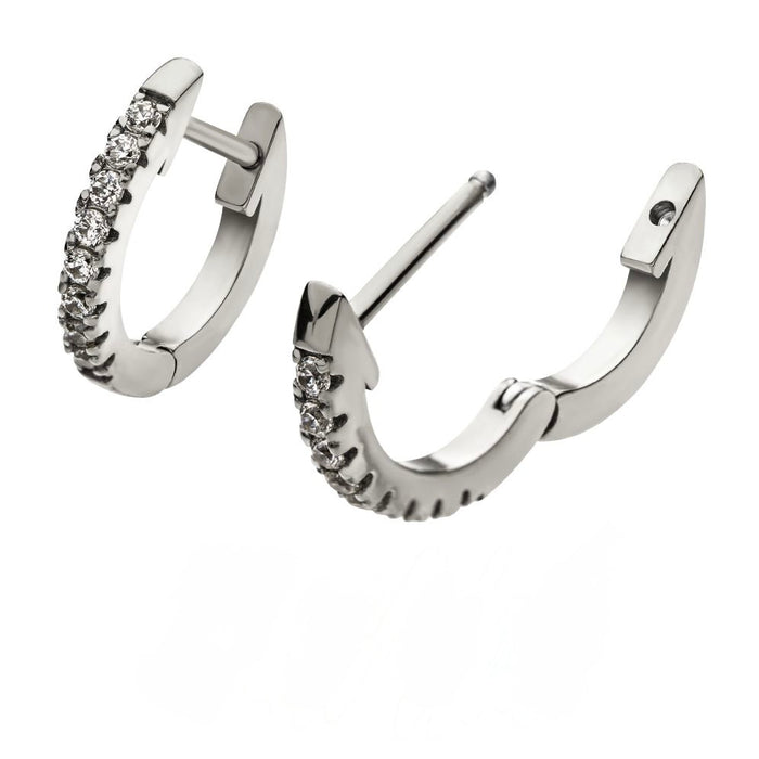 Stainless Steel Rounded Huggie Hoops-Chemistry Jewelry