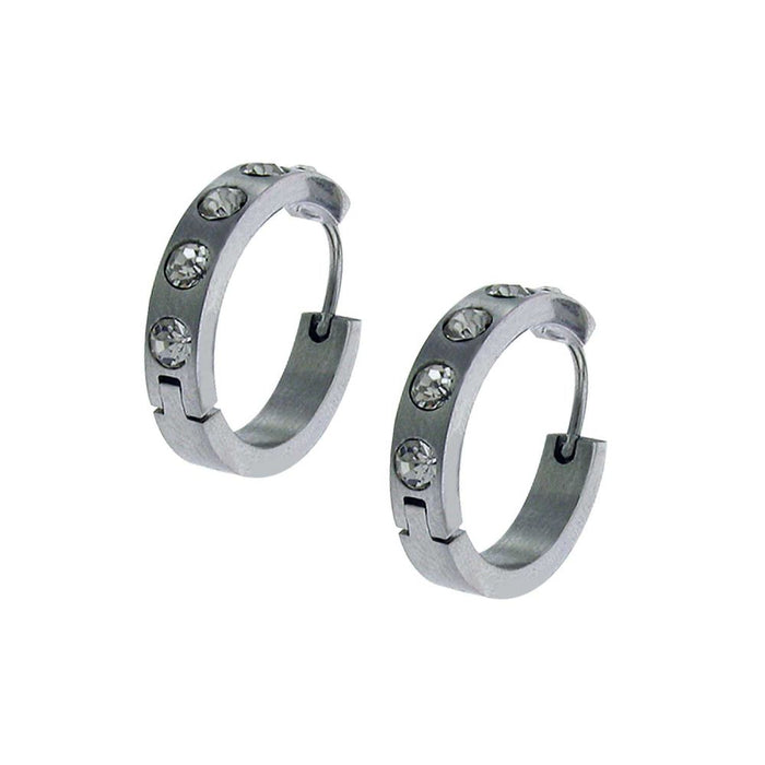 Stainless Steel Squared Huggie Hoops-Chemistry Jewelry