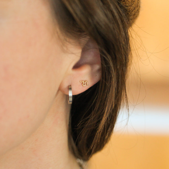 Stainless Steel Squared Huggie Hoops-Chemistry Jewelry