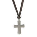 Sterling + Leather Cross Necklace