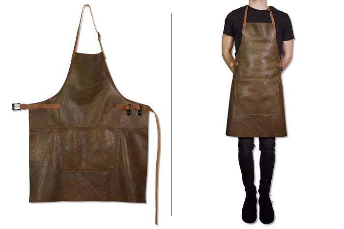 Tablier de barbecue DutchDeluxes en cuir - Marron