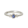 Teardrop Blue Sapphire + Diamond Ring-Adel Chefridi