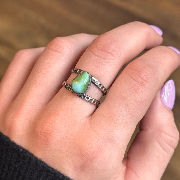 Teardrop Sonoran Turquoise Split Band Ring