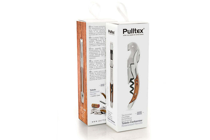 Tire bouchon sommelier Pulltex Pulltap's Toledo bois + étui cuir offert - Rosier