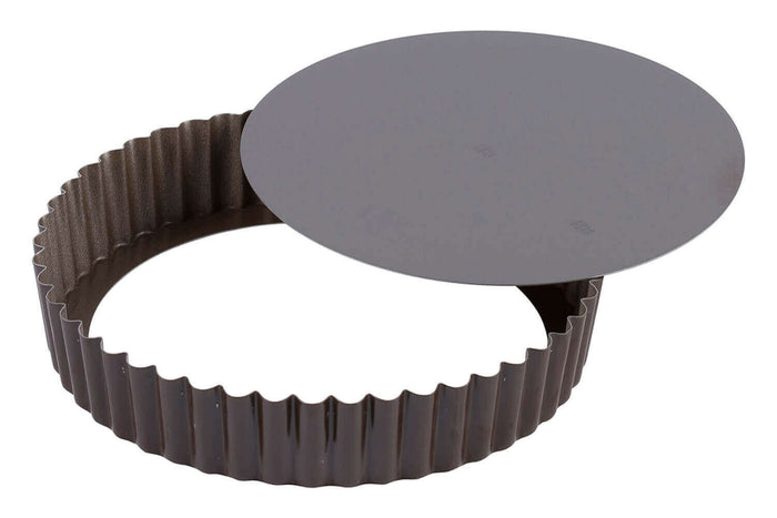 Tourtière ronde cannelée bord haut Gobel anti-adhérent fond mobile - 28cm
