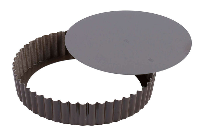 Tourtière ronde cannelée bord haut Gobel anti-adhérent fond mobile - 24cm