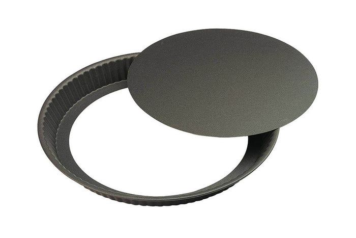 Tourtière ronde cannelée Gobel anti-adhérent fond mobile et bord plat - 24cm
