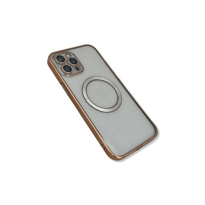 Transparent Wireless Charging Magnetic Case for iPhone 13 Pro - Metallic Gold