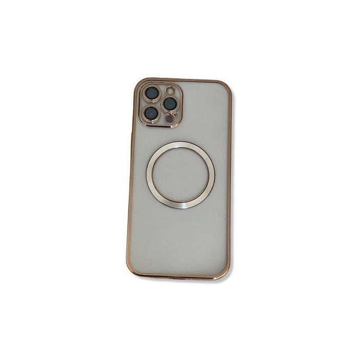 Transparent Wireless Charging Magnetic Case for iPhone 13 Pro - Metallic Gold