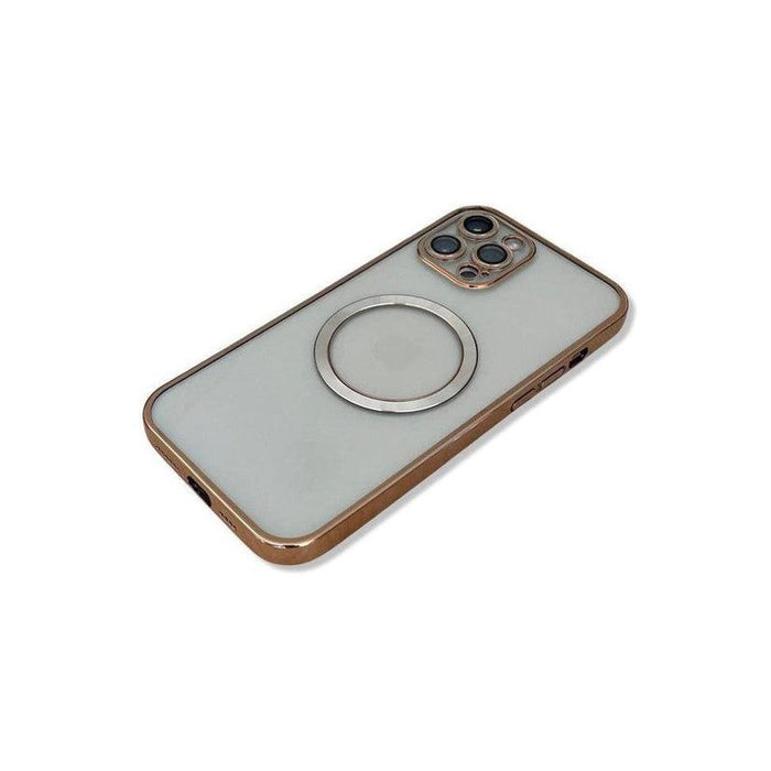 Transparent Wireless Charging Magnetic Case for iPhone 13 Pro - Metallic Gold