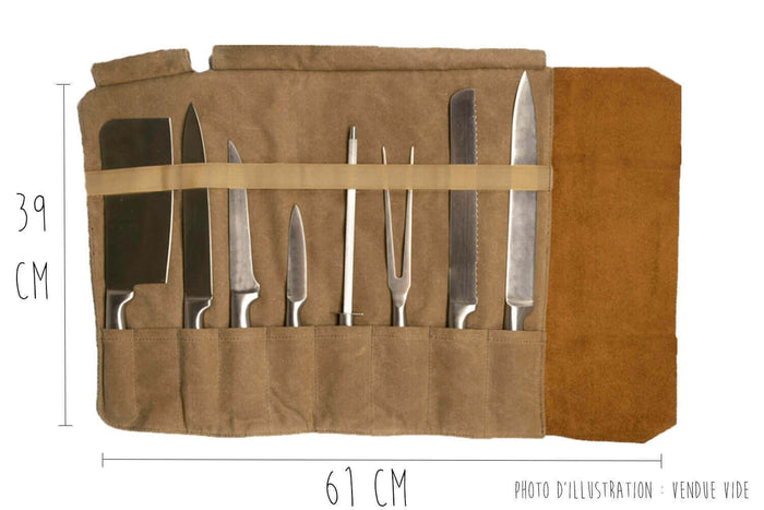 Trousse à couteaux vide Alaskan Maker Chef - 61x38,5cm avec 9 emplacements - Sable