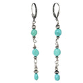 Turquoise Bead Long Drop Earrings-Southwest