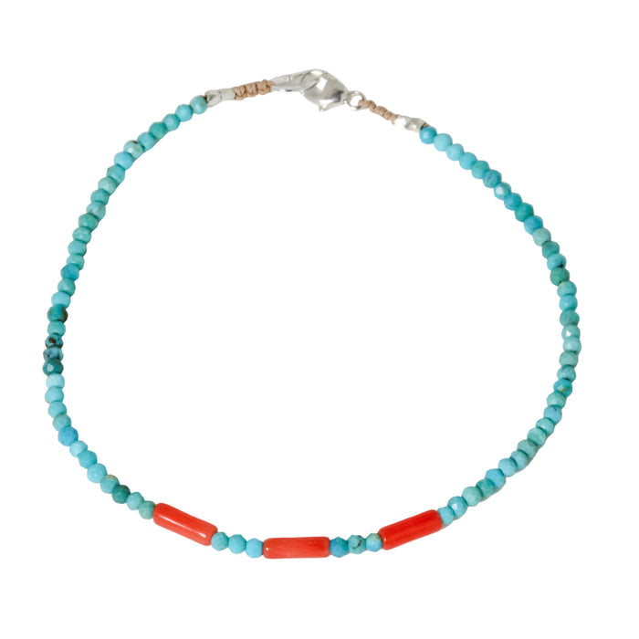 Turquoise + Coral Bracelet-Margaret Solow