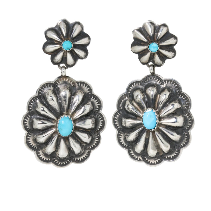 Turquoise Double Conch Earrings by Rita Lee-Southwest
