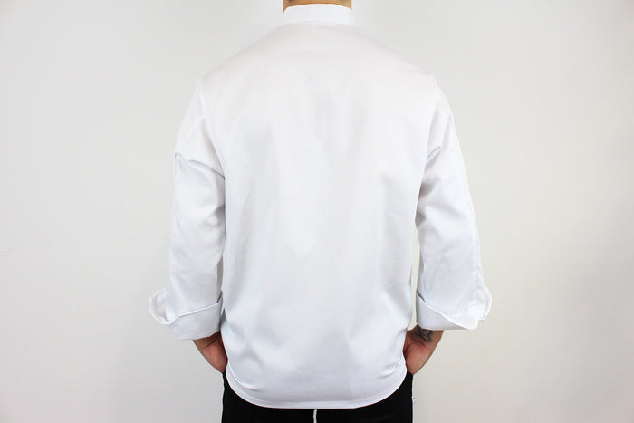 Veste de cuisine unisexe Egochef Cheap Air Plus blanche polyester et coton à manches longues