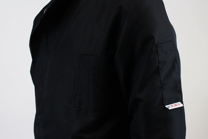 Veste de cuisine unisexe Egochef Ottavio Air Plus noire 100% microfibre à manches longues