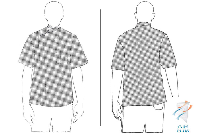 Veste de cuisine unisexe Egochef Pizzaiolo noire 100% Air Plus à manches courtes