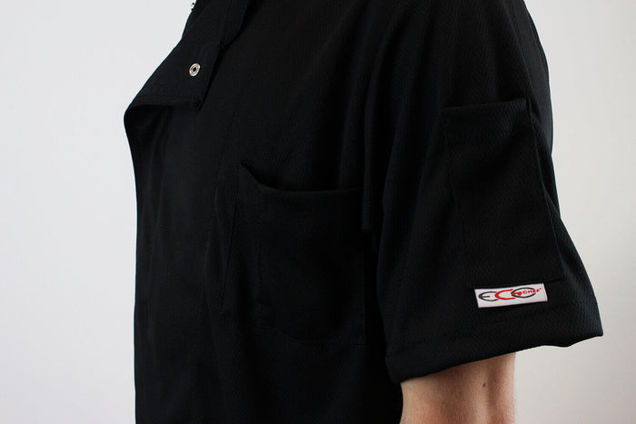 Veste de cuisine unisexe Egochef Pizzaiolo noire 100% Air Plus à manches courtes