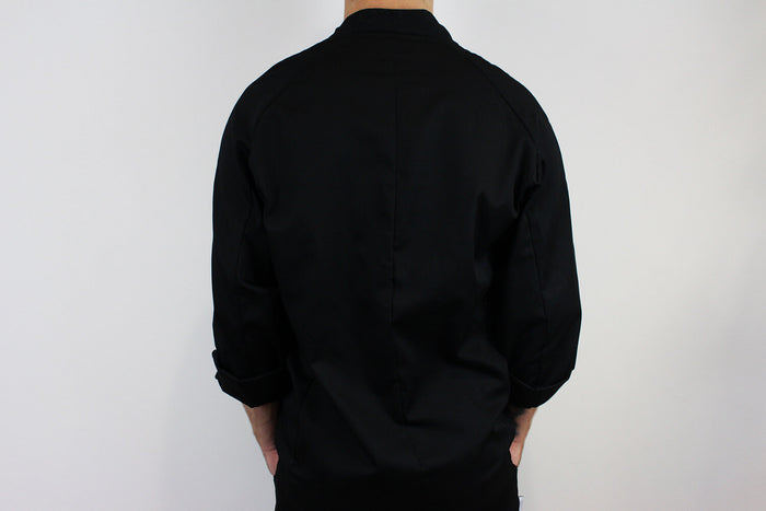 Veste de cuisine unisexe Egochef Sushi noire kimono polyester et coton à manches longues