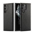 Vintage Stitching Premium Quality Leather Phone Case For Samsung S22 Plus - Black